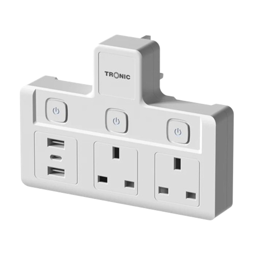13A 3-Gang UK Socket Adaptor with USB & Type-C
