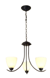 3-Light Chandelier with Frosted Glass Shades