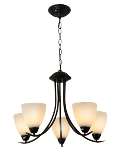 5-Light Chandelier Light With Frosted Glass Shades